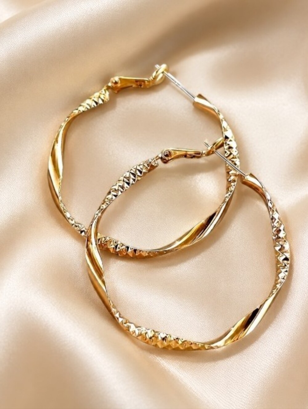 18K Gold Plated Twisted Hoop Earrings